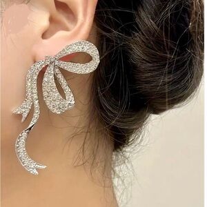 Elegant Silver Bow Earrings